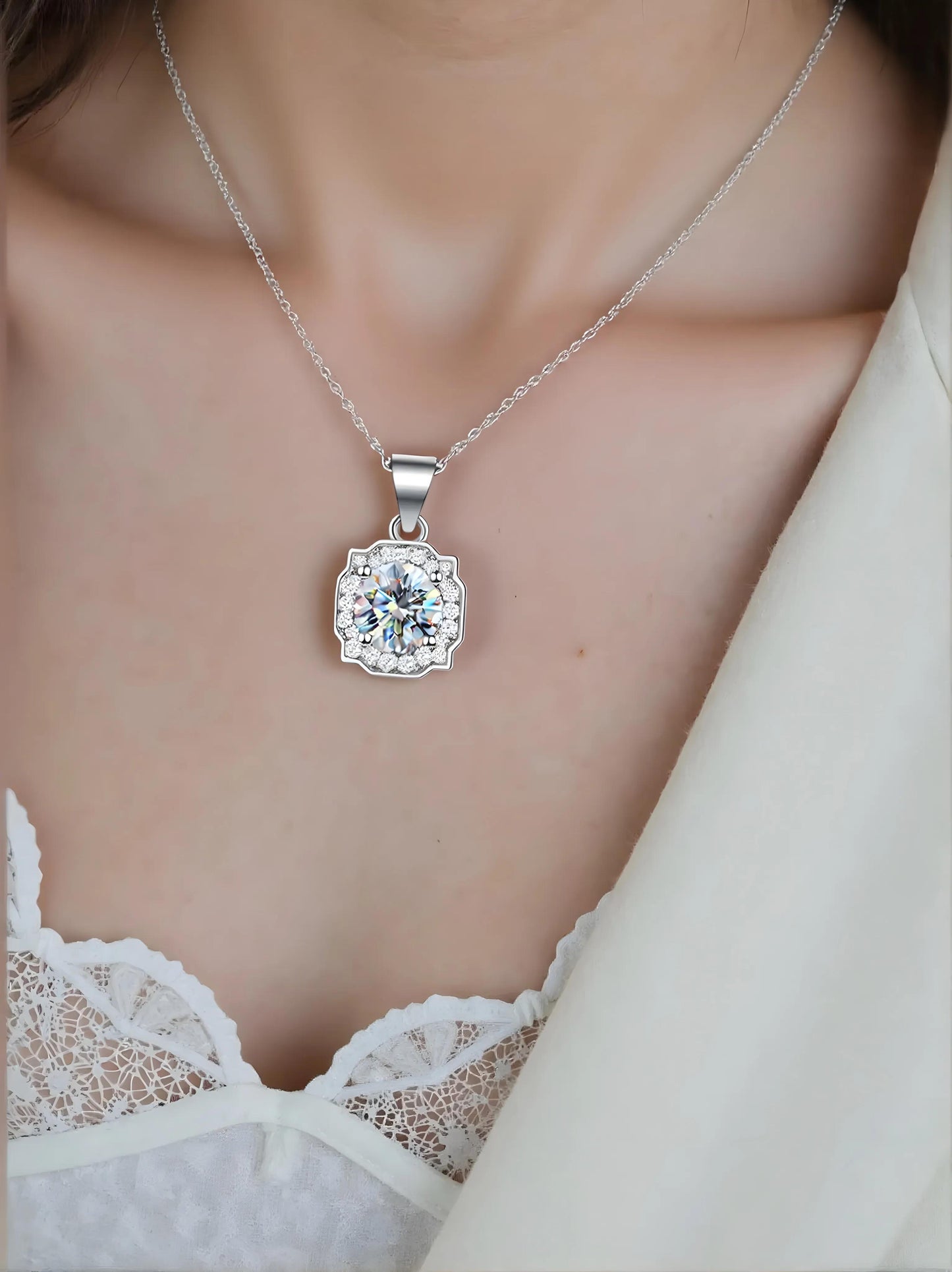 Wedding style 1ct Moissanite Diamond Pendant
