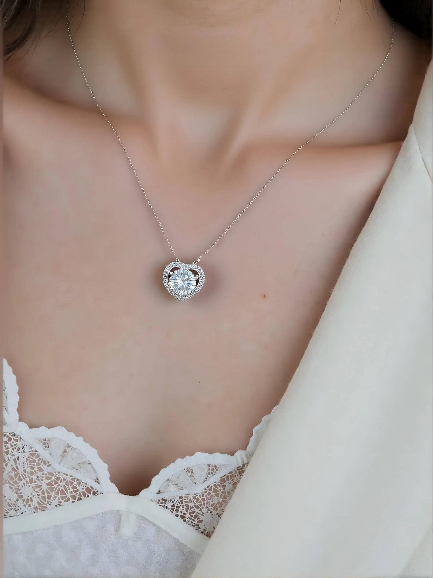 Heart Shaped 1ct Moissanite Diamond Pendant