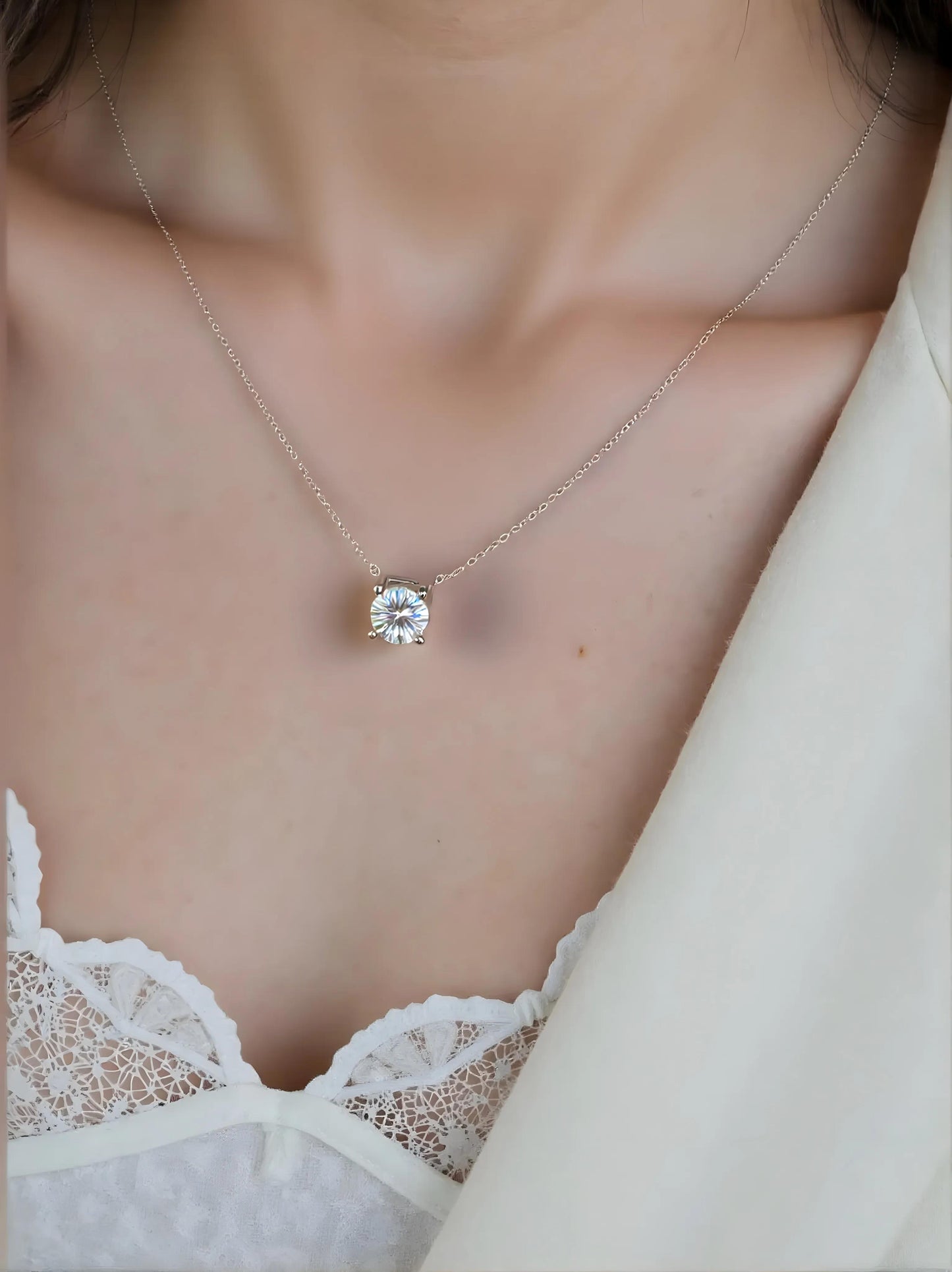 Unique Single 1ct Moissanite Diamond Pendant
