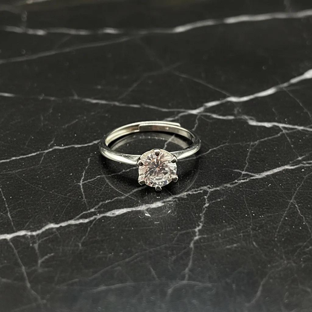 Simple Round Cut Cubic Zirconia Ring, 925 Sterling Silver