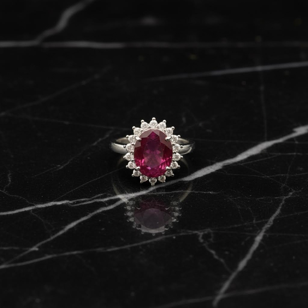 Natural Ruby Silver Ring, 925 Sterling Silver