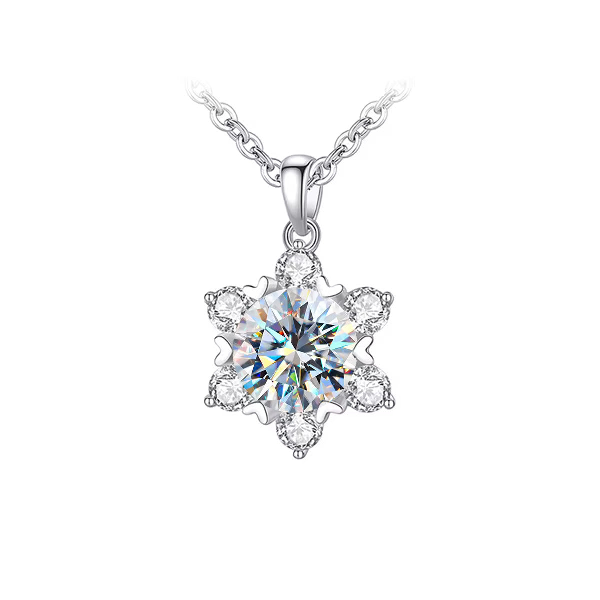 Star Shaped 1ct Moissanite Diamond Pendant with mini diamond stones finish
