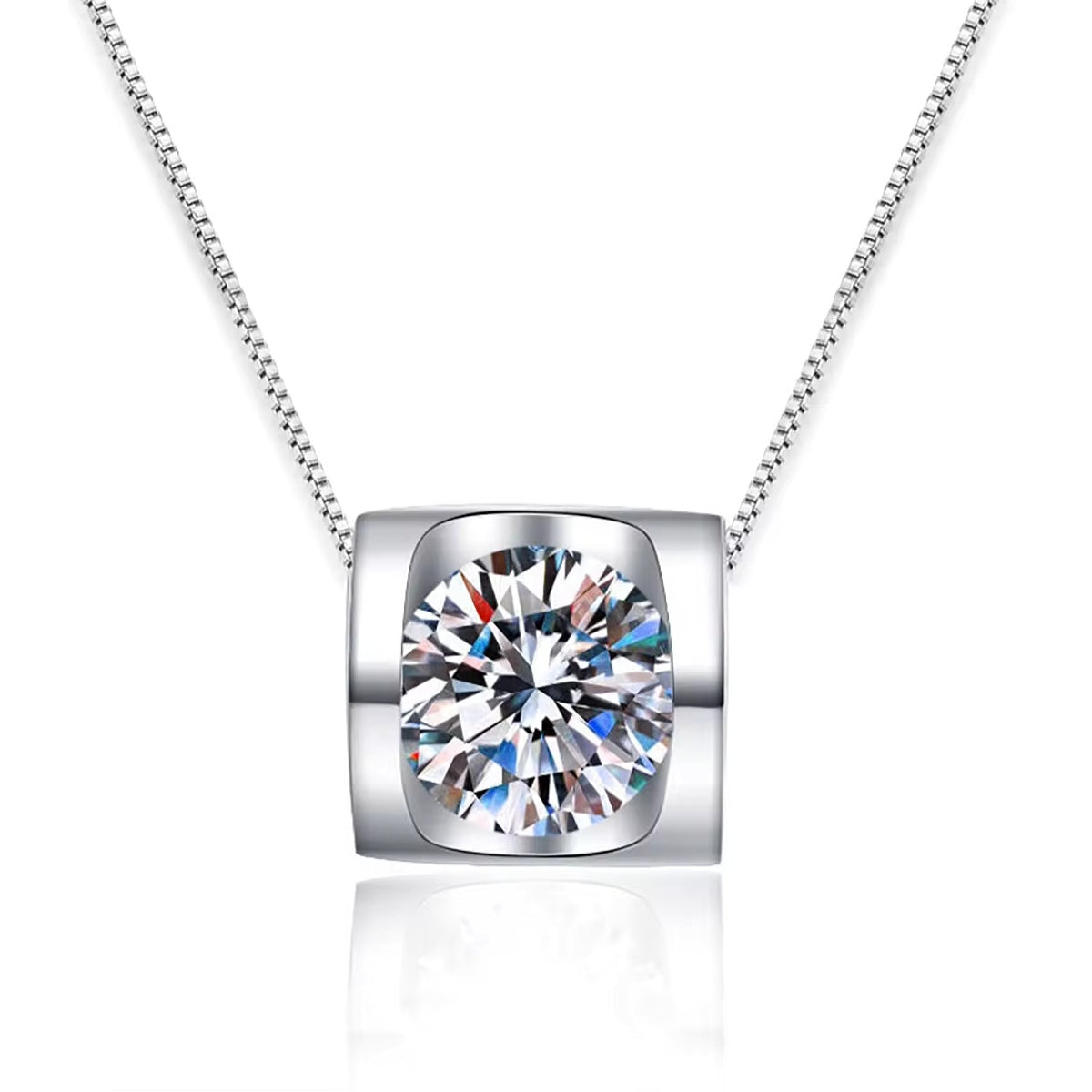 1ct Moissanite Diamond silver framed Pendant