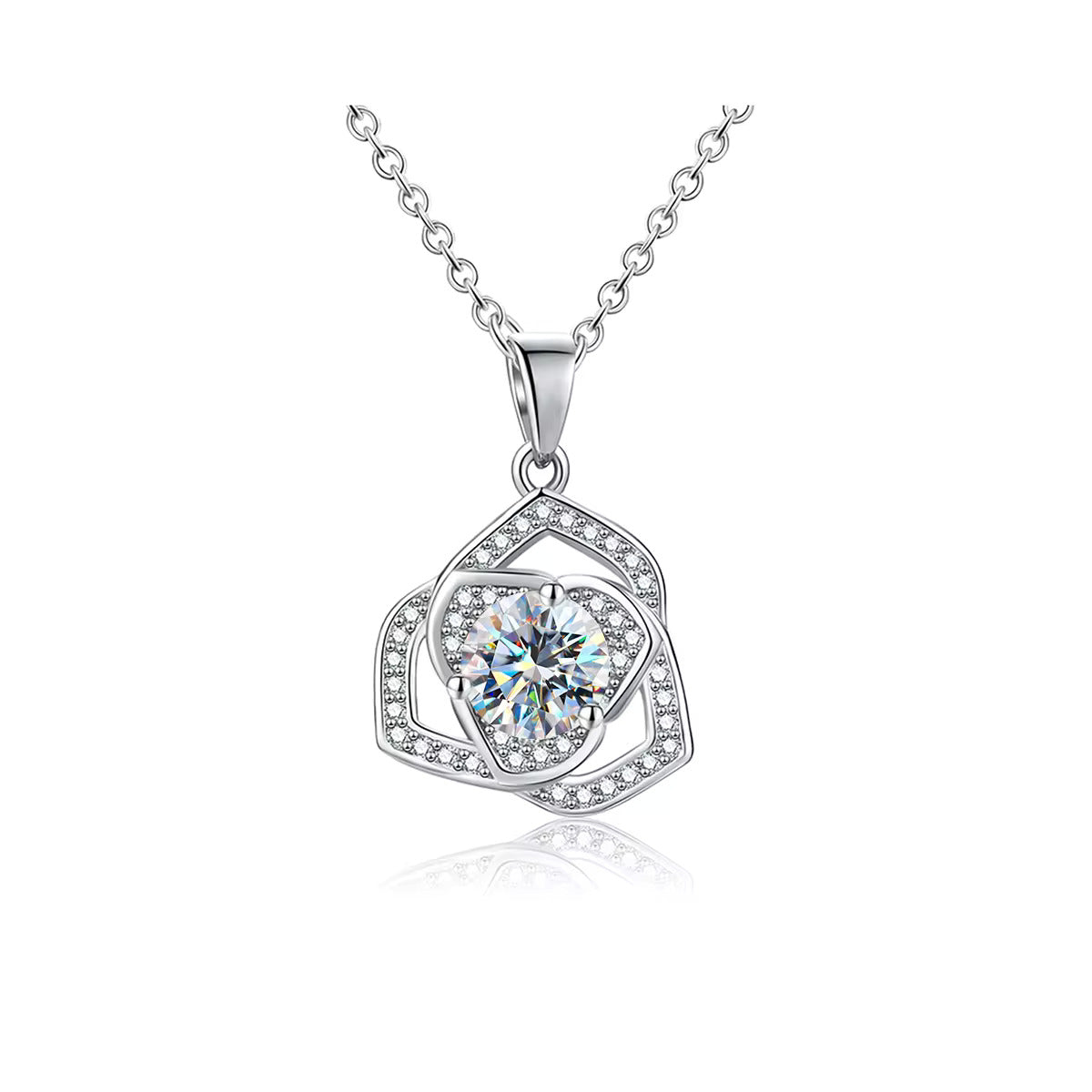Flower style 1ct Moissanite Diamond Pendant with mini diamond stones finish