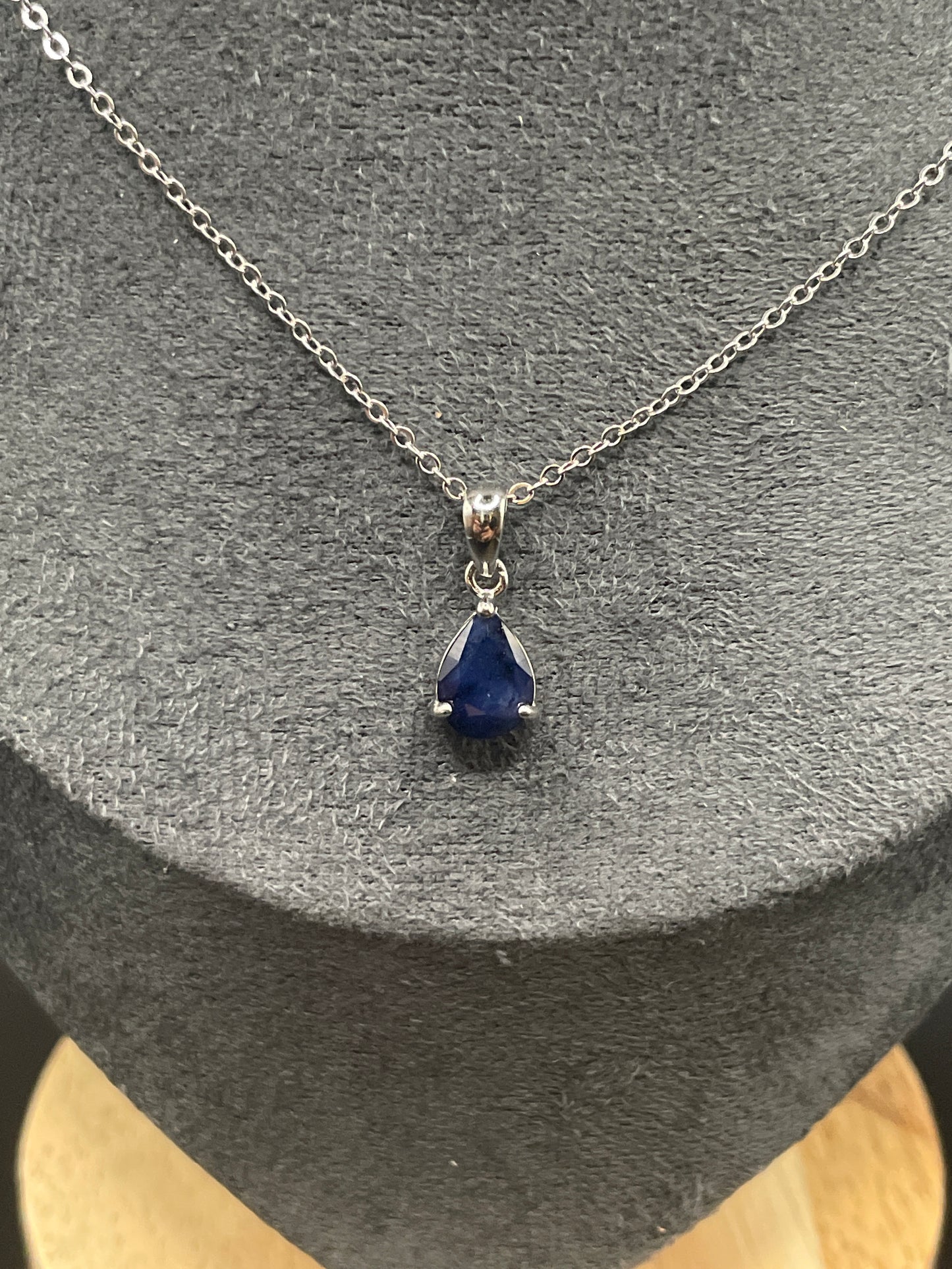 Natural Sapphire Teardrop Pendant