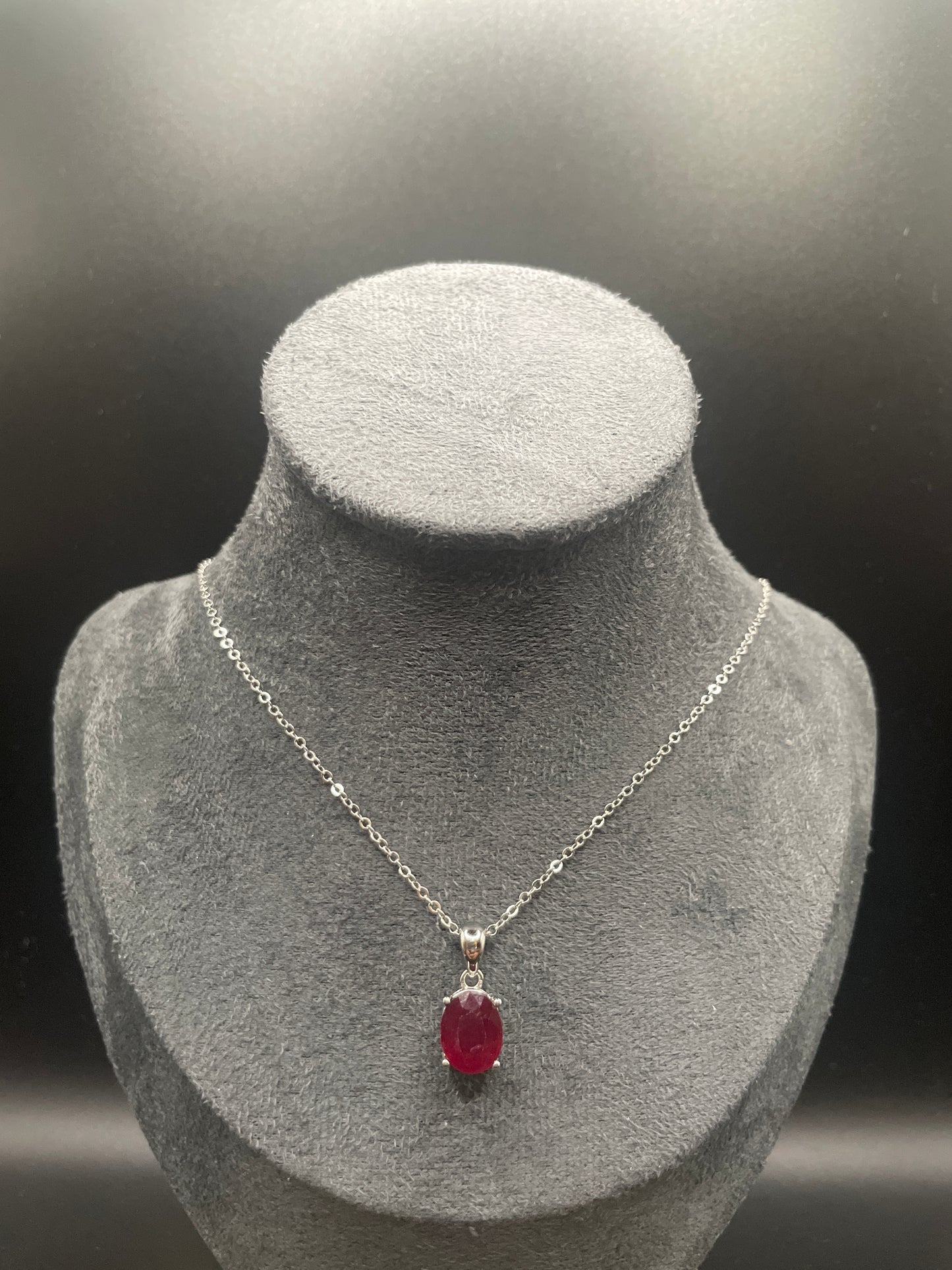 Natural Ruby oval shaped Pendant with zirconia