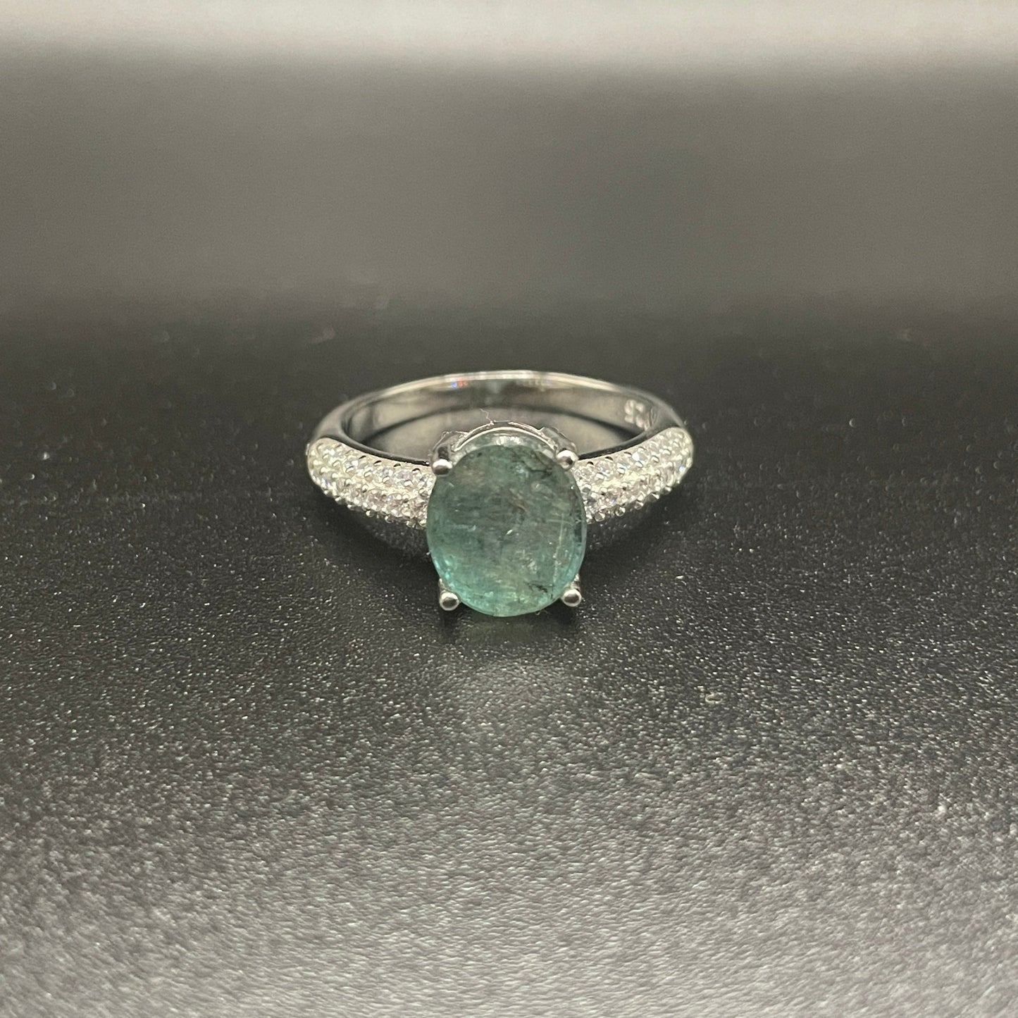 Natural Emerald Silver Ring