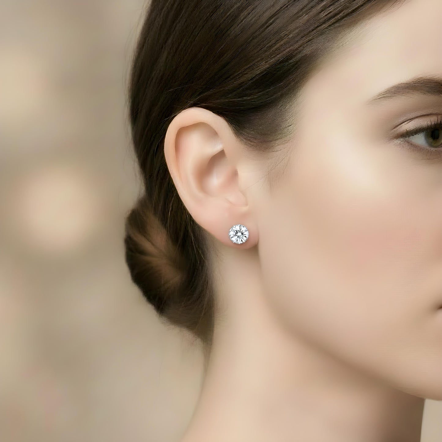 Simple 3mm CZ Diamond Stud Earring, 925 Sterling Silver