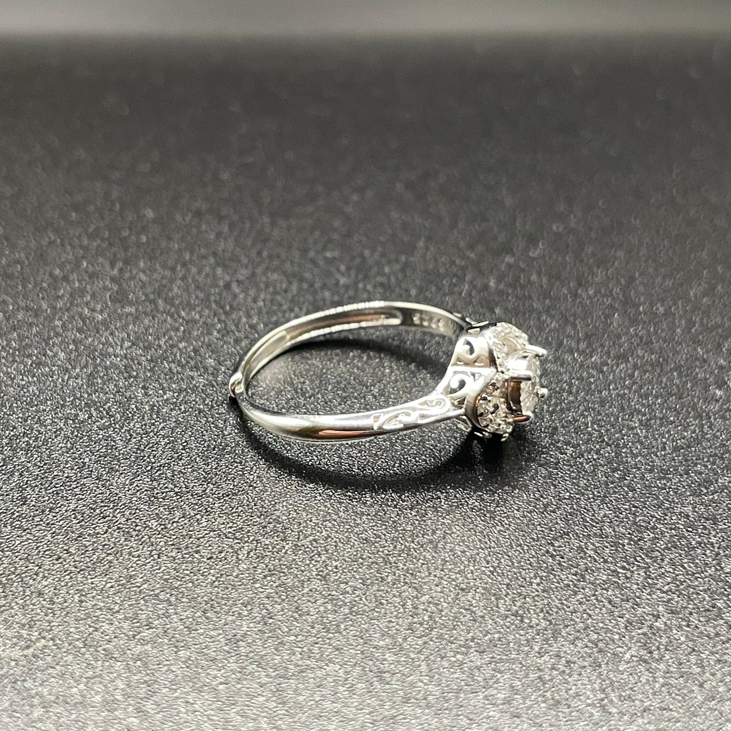Flower Shaped Cubic Zirconia Silver Ring