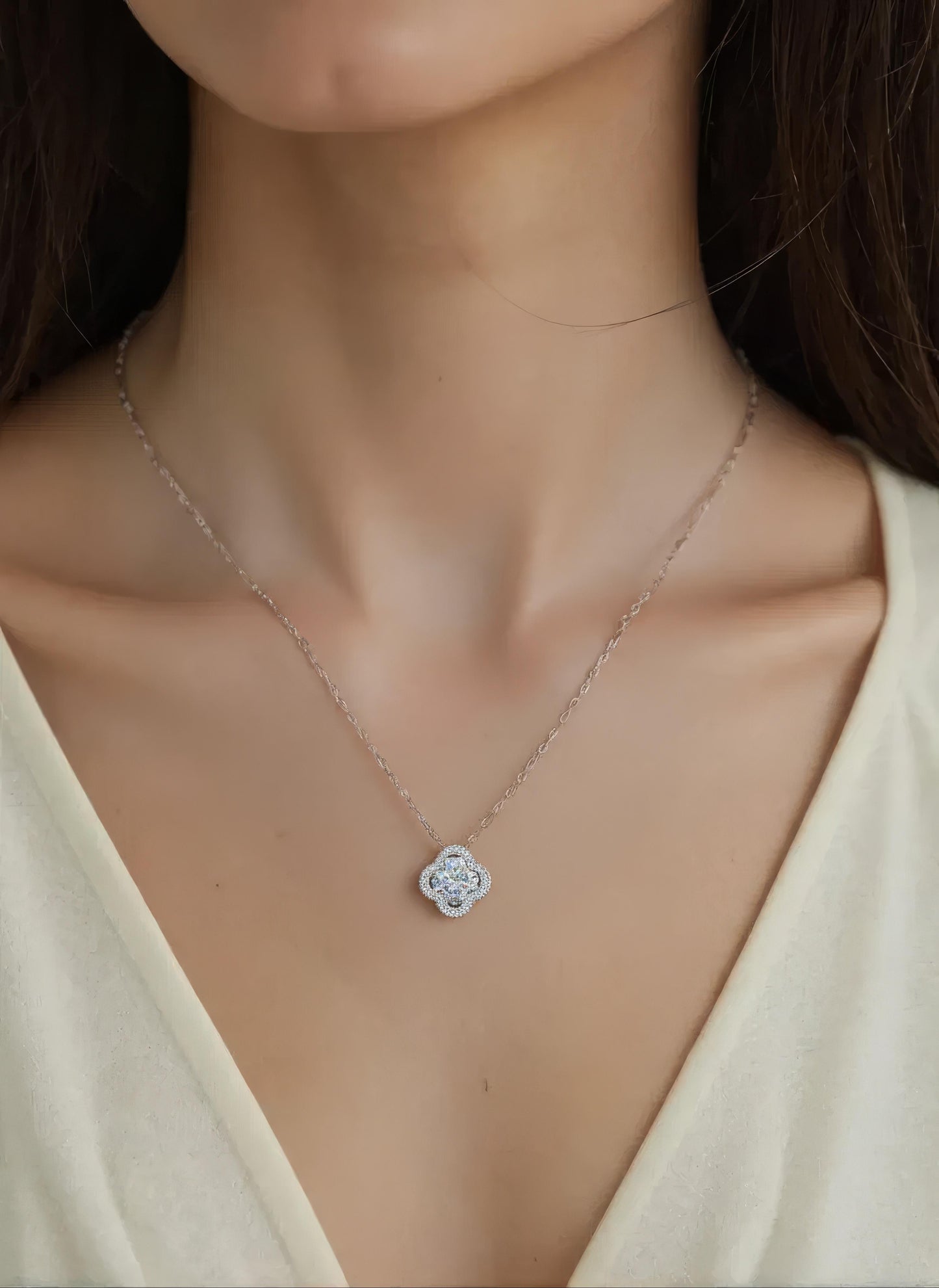 Clover Zirconia Pendant, 925 Sterling Silver