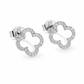 Open Clover Earring CZ Diamond, 925 Sterling Silver