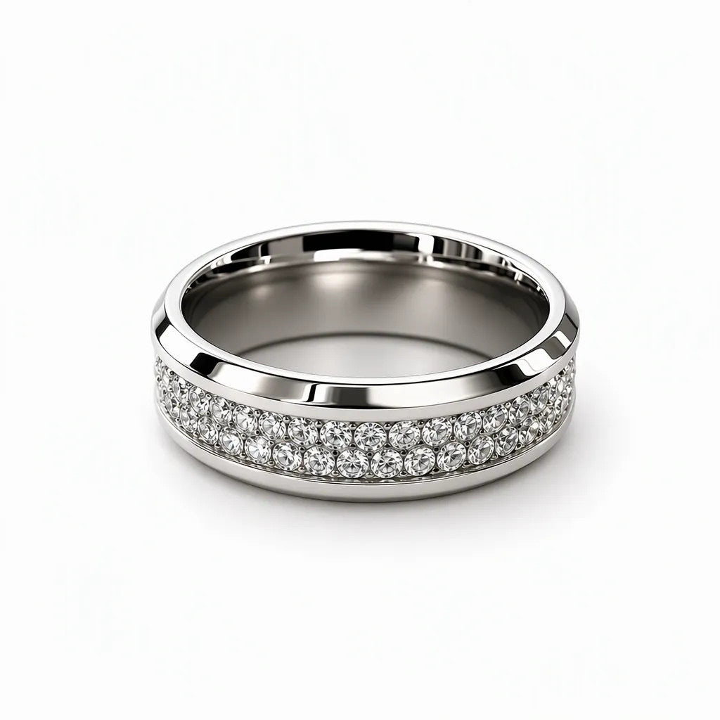 VVS1 The Apollo Moissanite Band – Men's Double-Row Pavé Ring