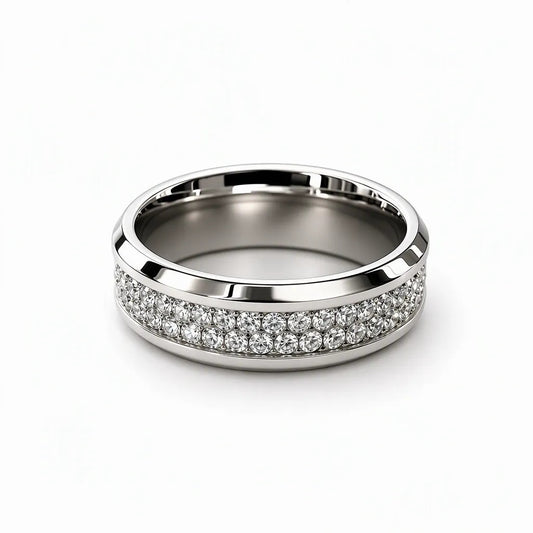 VVS1 The Apollo Moissanite Band – Men's Double-Row Pavé Ring
