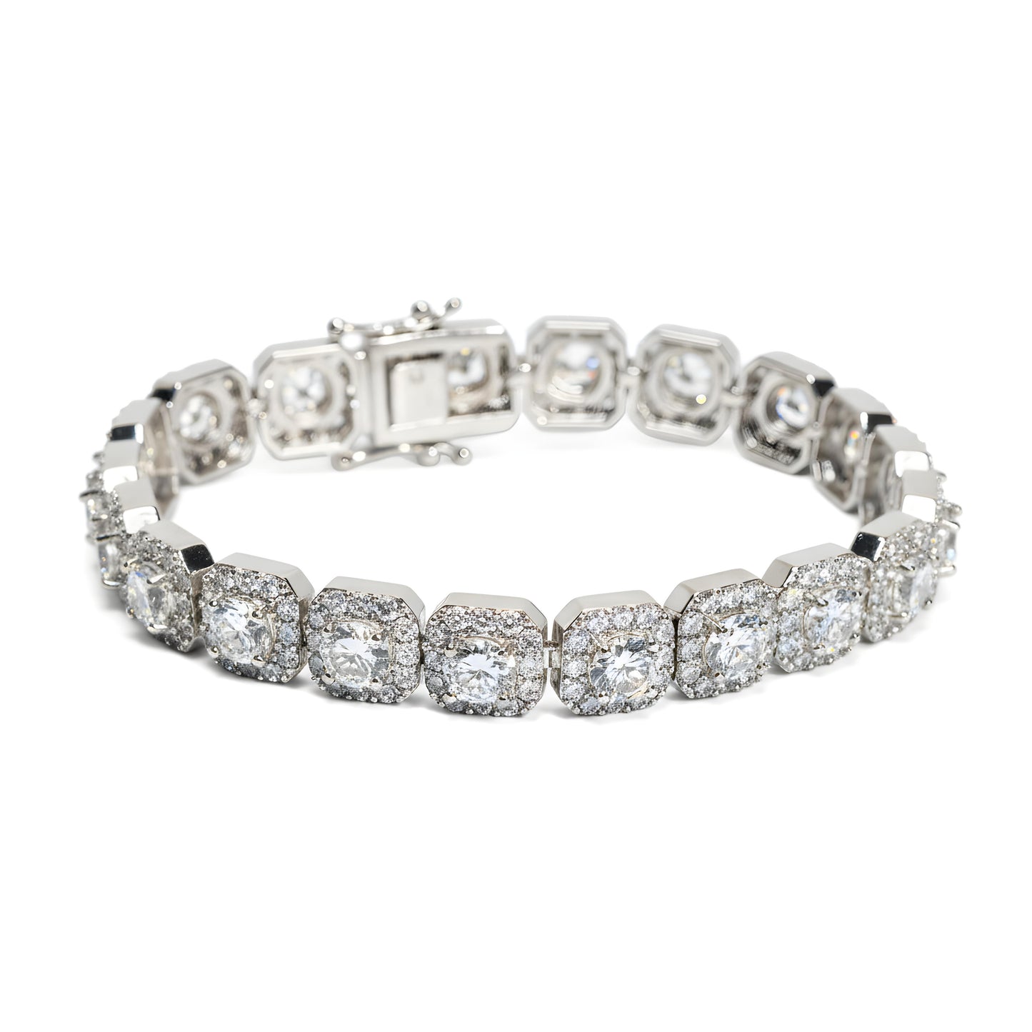 6mm Moissanite Cluster Bracelet, 925 Sterling Silver