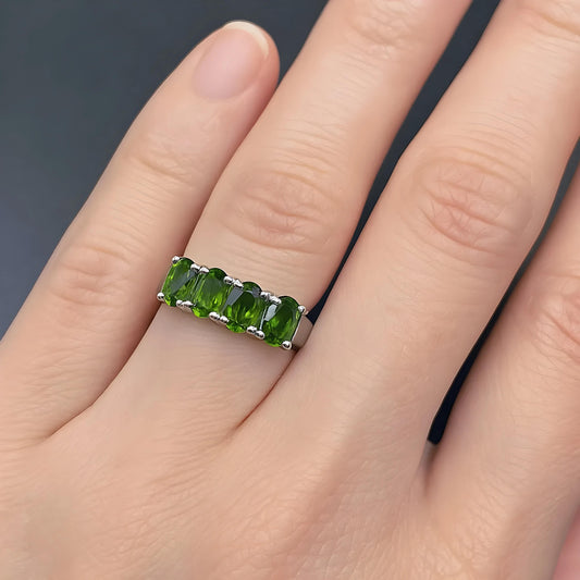 Natural Diopside Silver Ring
