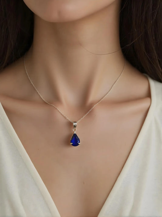 Natural Sapphire Teardrop Pendant