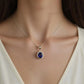 Natural Sapphire oval shaped Pendant with zirconia