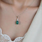 Natural Emerald oval shaped Pendant with zirconia