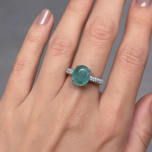 Natural Emerald Silver Ring