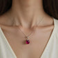 Natural Ruby oval shaped Pendant with zirconia