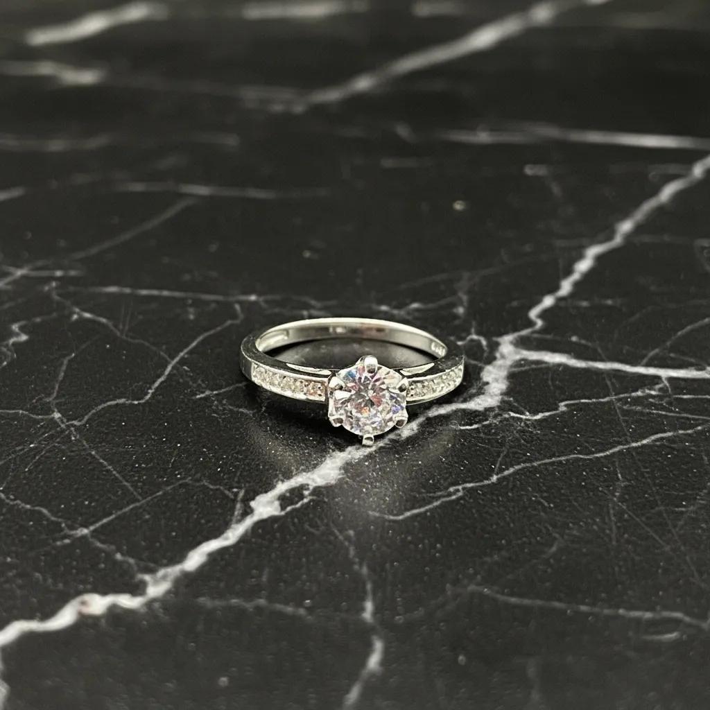 Round Cut Cubic Zirconia Ring, 925 Sterling Silver