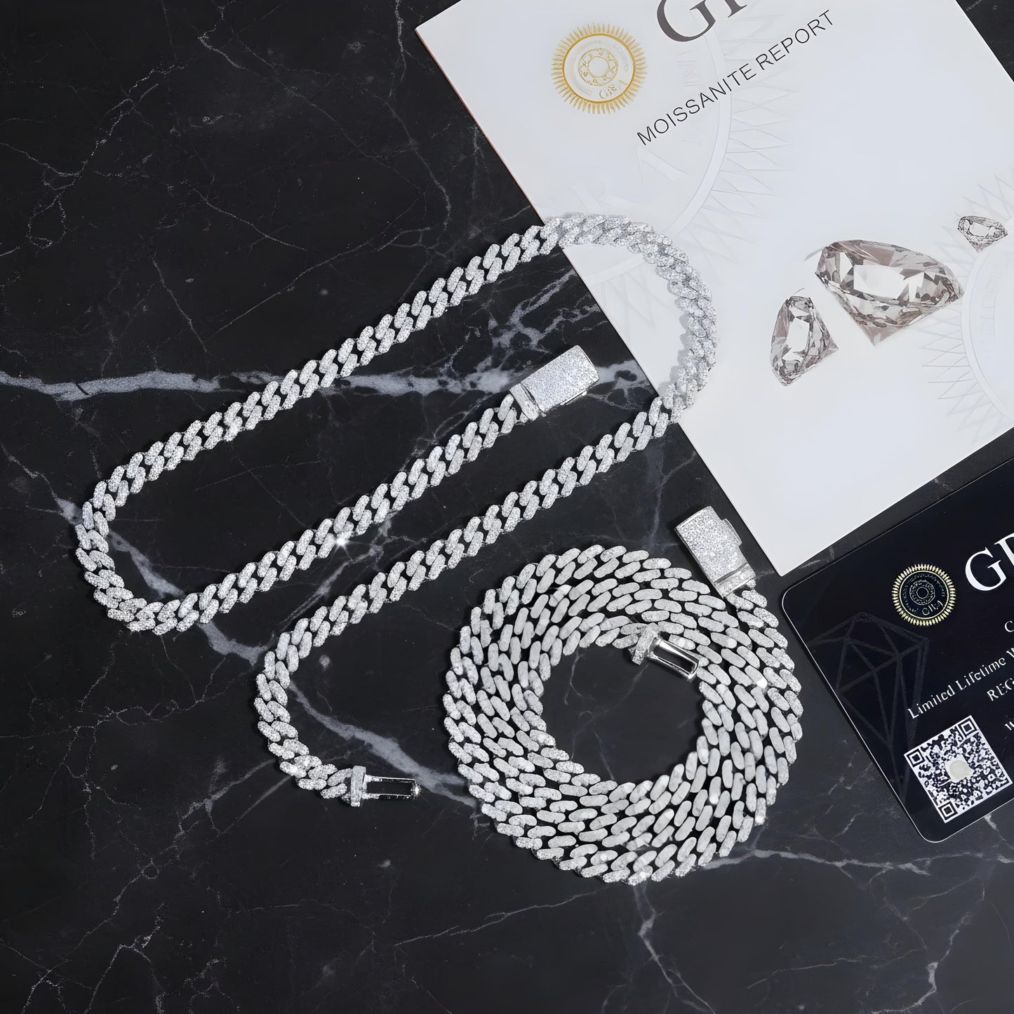 6mm Moissanite Cuban Link Chain, 925 Sterling Silver