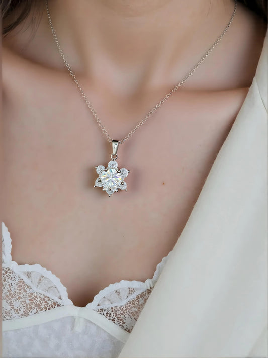 Star Shaped 1ct Moissanite Diamond Pendant with mini diamond stones finish