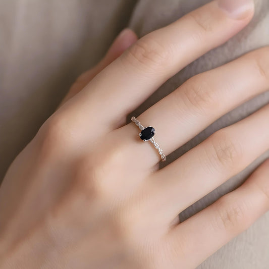 Black Stone Cubic Zirconia Ring