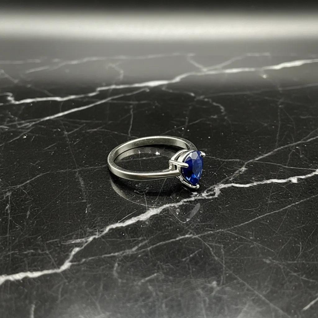 Sapphire silver ring, 925 Sterling Silver