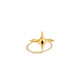 Gold Plated Four Point Star Adjustable Ring, 925 Sterling Silver