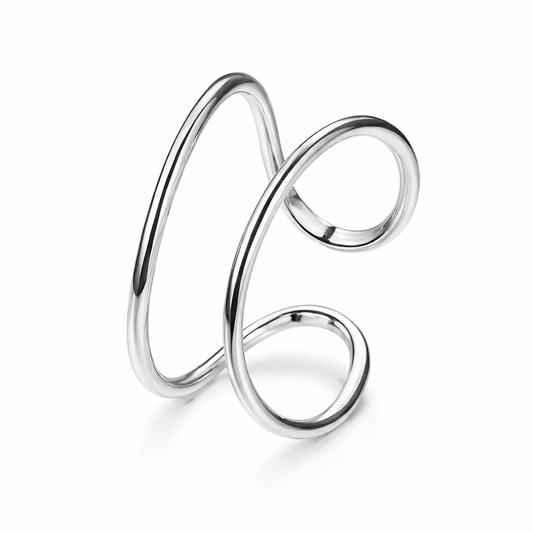 Adjustable Double Band Ring , 925 Sterling Silver