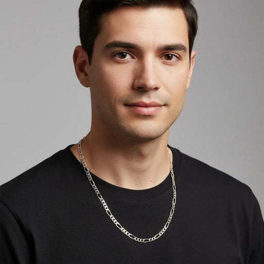 4mm Figaro Diamond Cut chain, Sterling silver 925