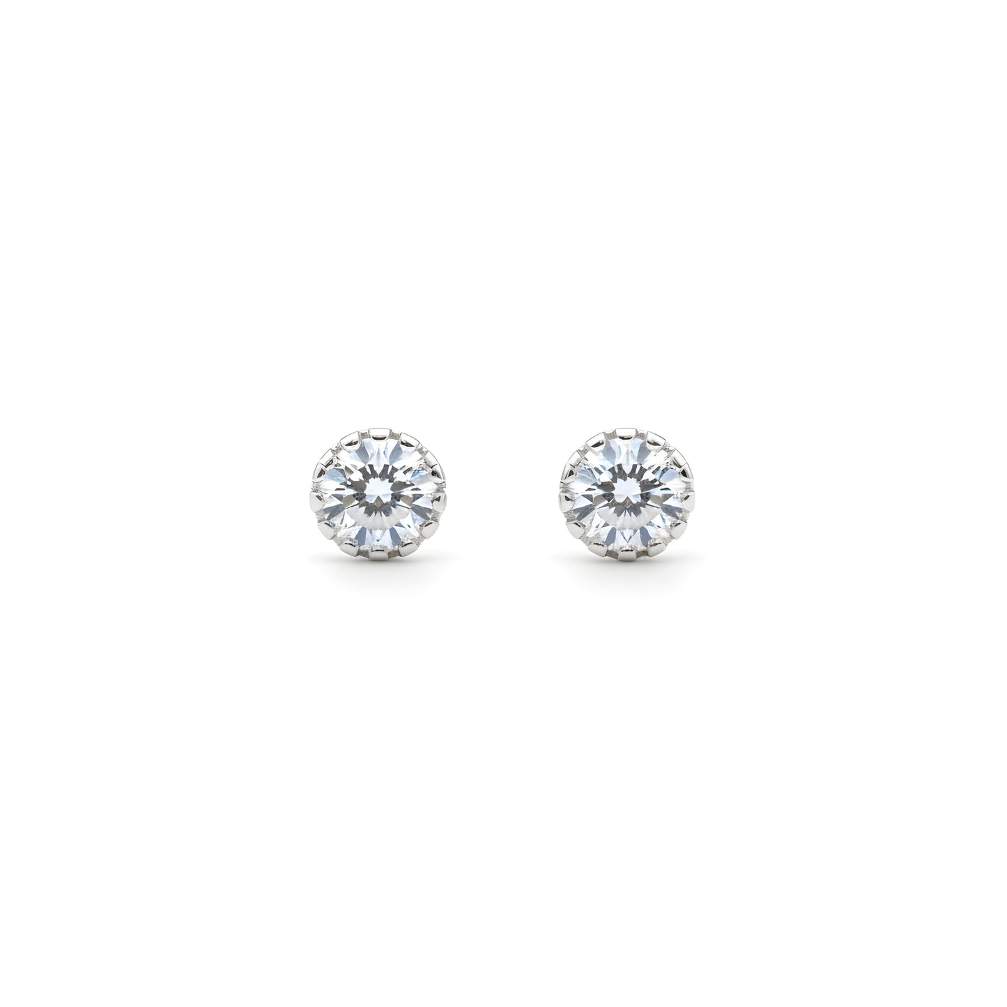 Simple 3mm CZ Diamond Stud Earring, 925 Sterling Silver