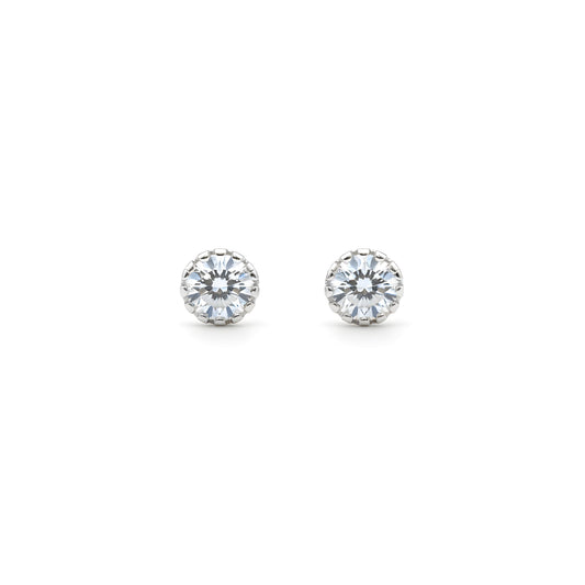 Simple 3mm CZ Diamond Stud Earring, 925 Sterling Silver