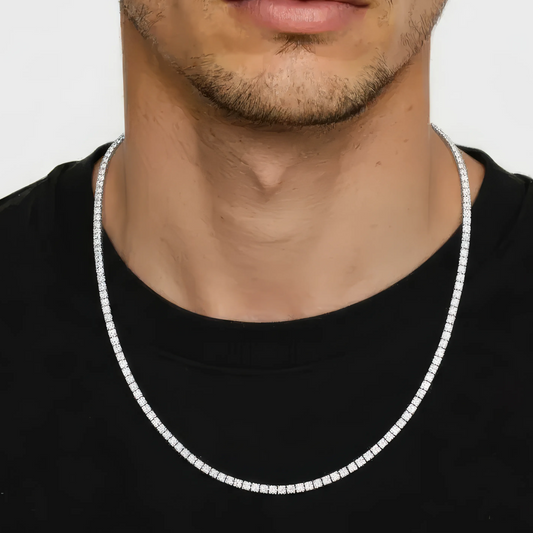 3mm 5A Cubic Zirconia Tennis Chain, 925 Sterling Silver