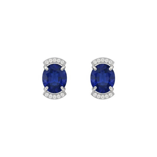 Natural Sapphire Earring Silver, 925 Sterling Silver