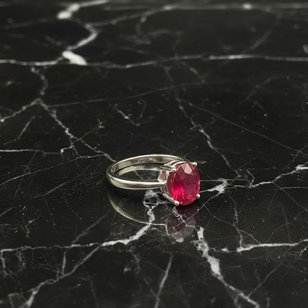 Natural Ruby Silver Ring, 925 Sterling Silver