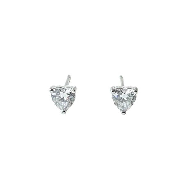 Heart Shaped CZ Diamond Stud Earring, 925 Sterling Silver