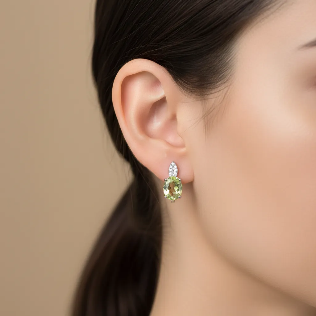 Natural Emerald Earring Silver, 925 Sterling Silver