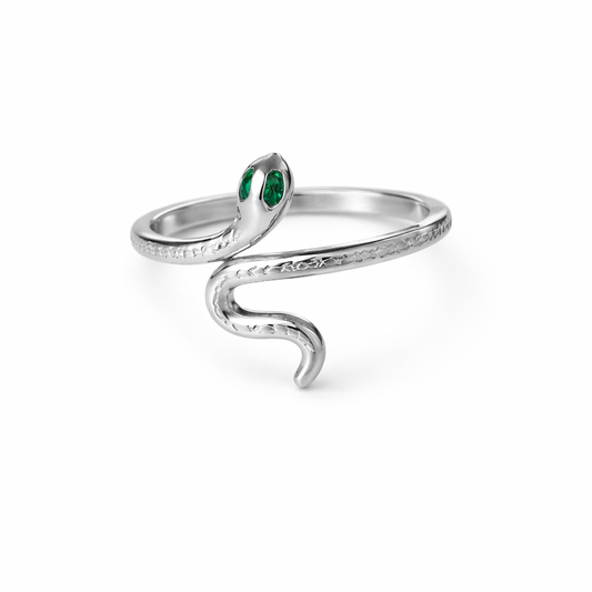 Adjustable Snake Ring, 925 Sterling Silver