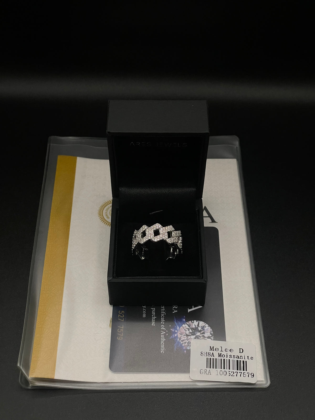 VVS1 The Miami Cuban Link Moissanite Ring, 925 Sterling Silver