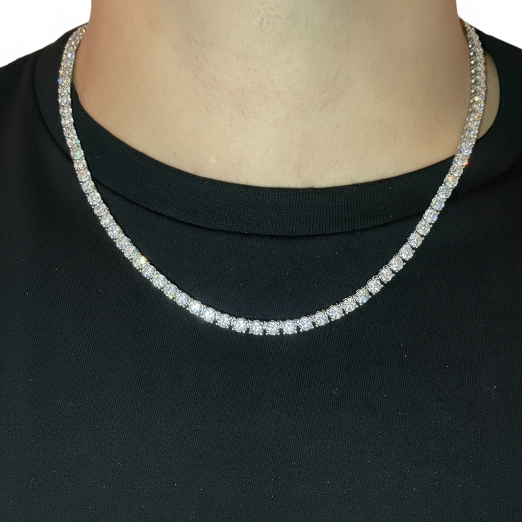 4mm Moissanite Tennis Chain, 925 Sterling Silver