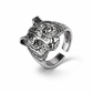 Vintage Tiger Head Ring, 925 Sterling Silver