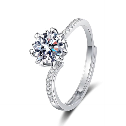 VVS1 0.5ct Moissanite engagement style adjustable silver ring