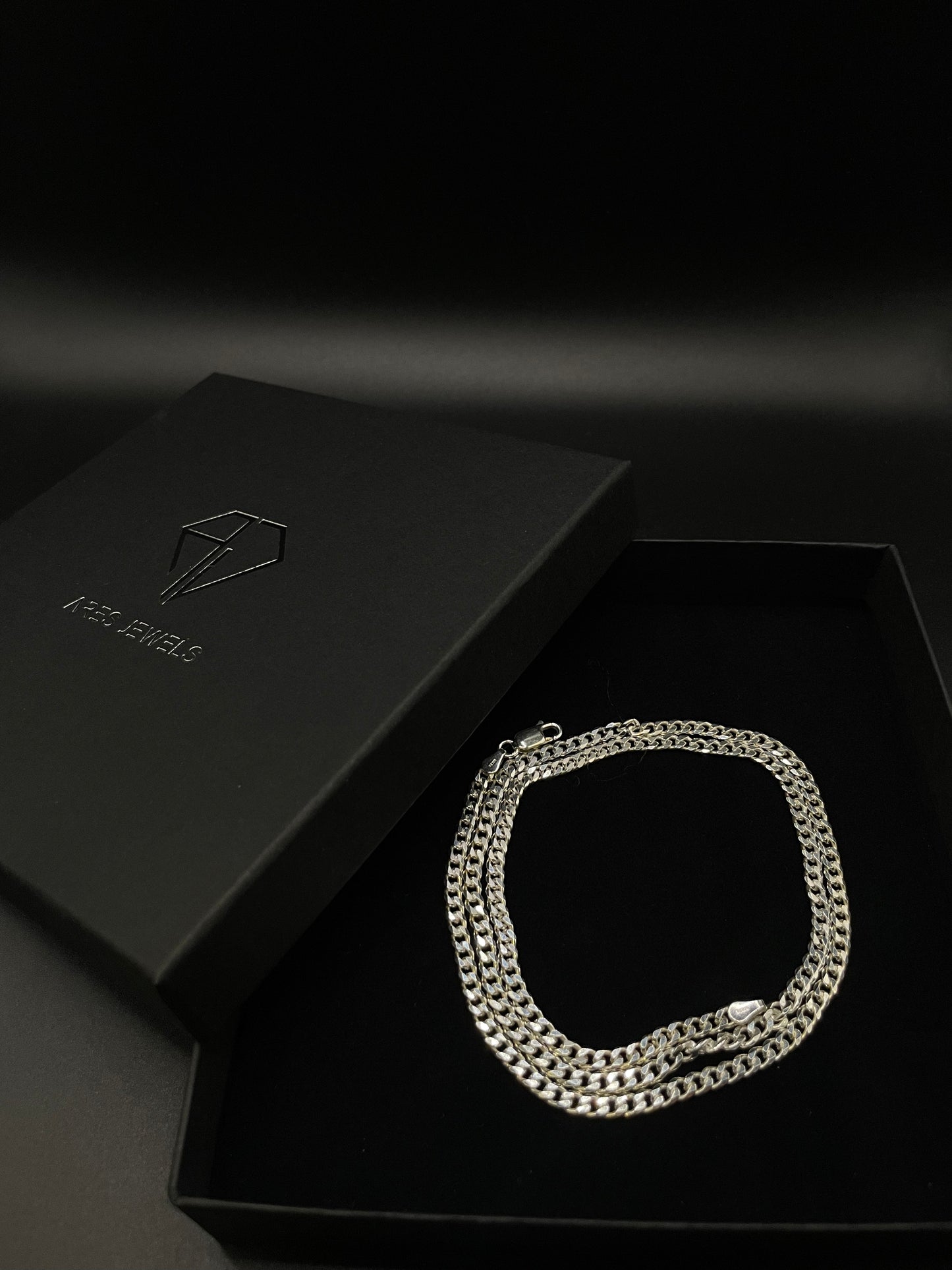 3mm Cuban link Diamond Cut chain, Sterling silver 925