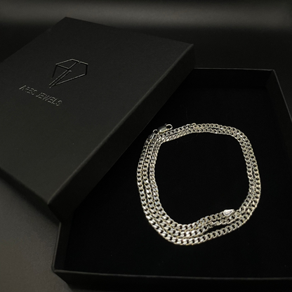 3mm Cuban link Diamond Cut chain, 925 Sterling silver