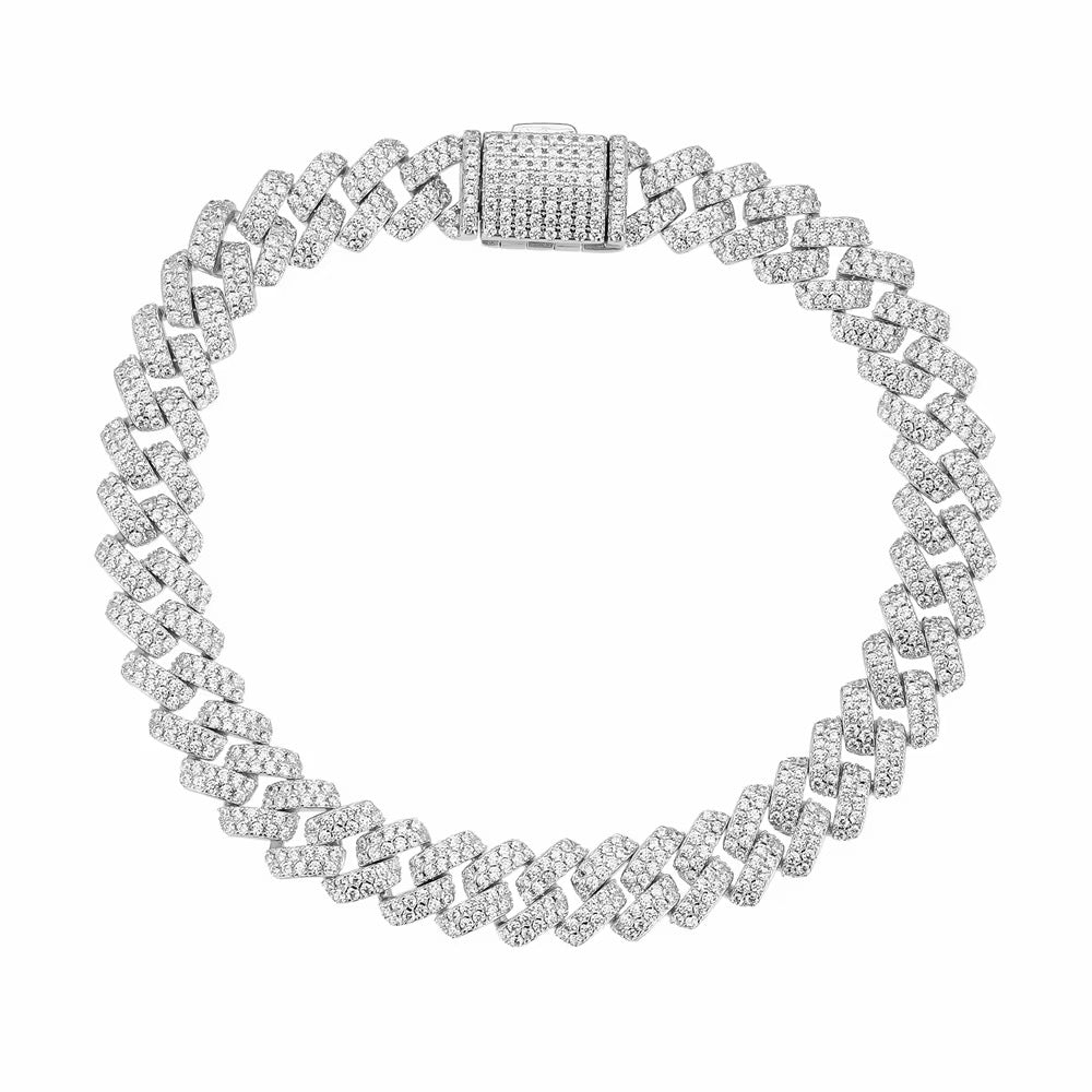 8mm Moissanite Cuban link Bracelet, 925 Sterling Silver