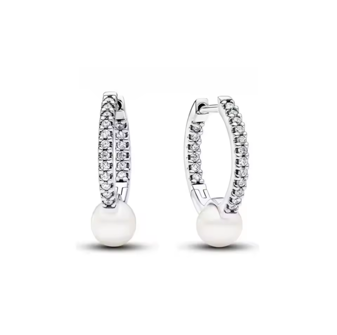 Pandora Cultured Pearl CZ Diamond Earring, 925 Sterling Silver