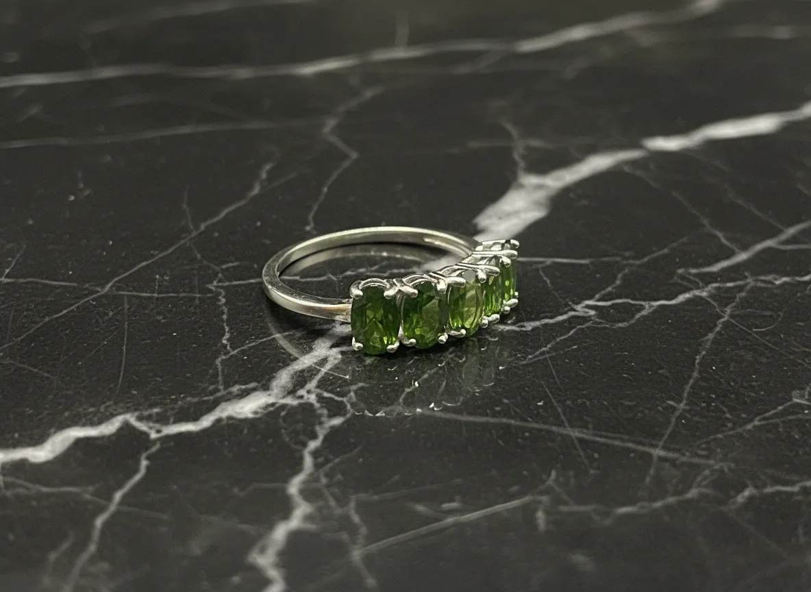 Natural Diopside Silver Ring, 925 Sterling Silver