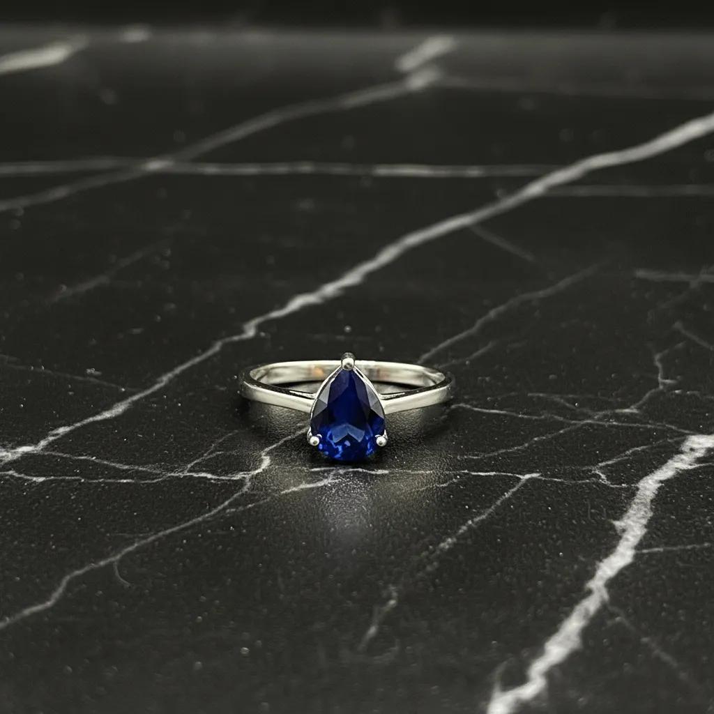 Sapphire silver ring, 925 Sterling Silver